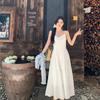 2026 French Summer White Dress & Spaghetti Strap with Knit Sun Protection Cardigan Set