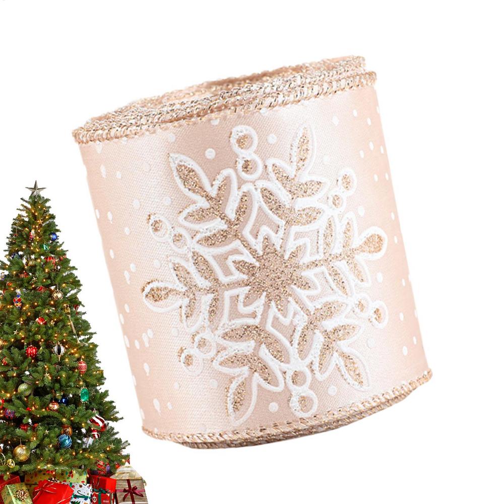 Christmas Ribbon For Crafts 6.5 Ft Webbing Strap Champagne Color Wreath Ribbon For Holiday Wrap Present Tree Decor Bow Wreath