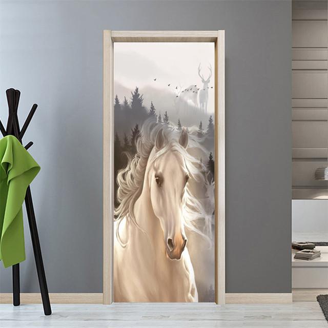 Tiger Animal Door Sticker PVC DIY Adhesive Waterproof Wallpaper for Doors Living Room Bedroom Poster Home Decor Deursticker