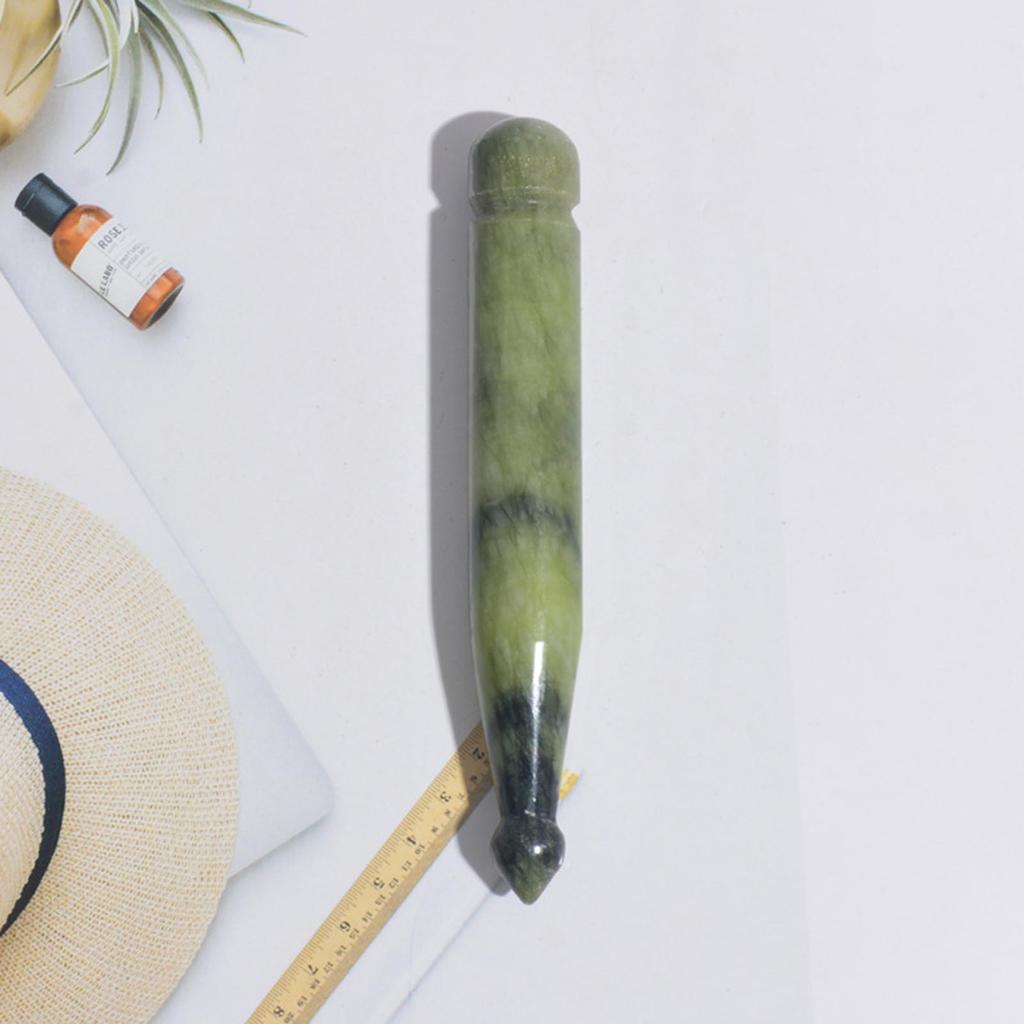 Jade Akupressur Massagestab Grün Glattes Gua Sha Werkzeug für Gesicht Hals Rücken Schmerzlinderung Entspannungstherapie 12,9 cm
