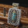 Men's Tibetan Turquoise Dzi Necklace with Taotie Pendant - Retro Style