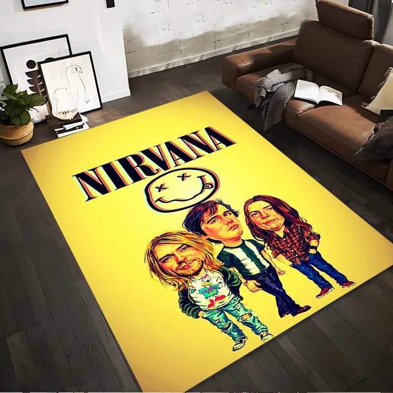 Nirvana Band Cartoon Design Rug Non-slip Rug Suitable for Living Room and Bedroom Sofas