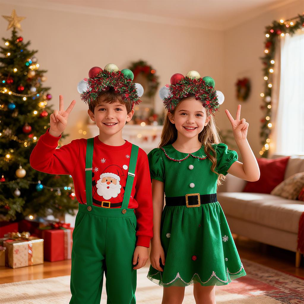 Weihnachtsbaum Weihnachtskugel Stirnbänder Erwachsene und Kinder Elastische Dekorative Weihnachts-Stirnbänder Weihnachtskugel Kopfschmuck