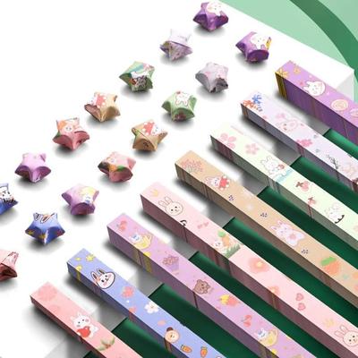 540 Blatt bunte Origami-Papierstreifen im Glücksstern-Cartoon-Stil, Set mit handgefertigten Dekorationen, faltbares DIY-Papier für Kinder, Kunst, Basteln, Geschenk