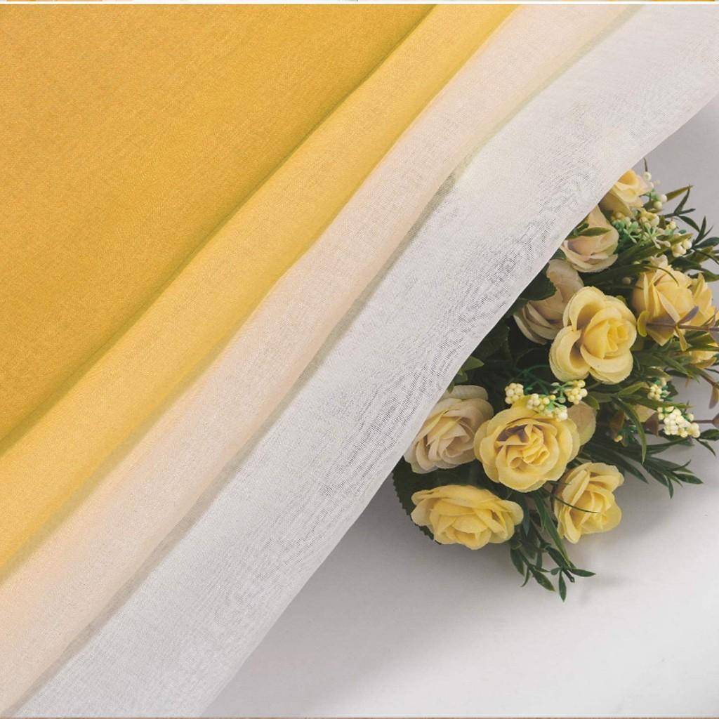 Semi-Sheer Gradient Window Curtain with Faux Grommets and Light Filtering