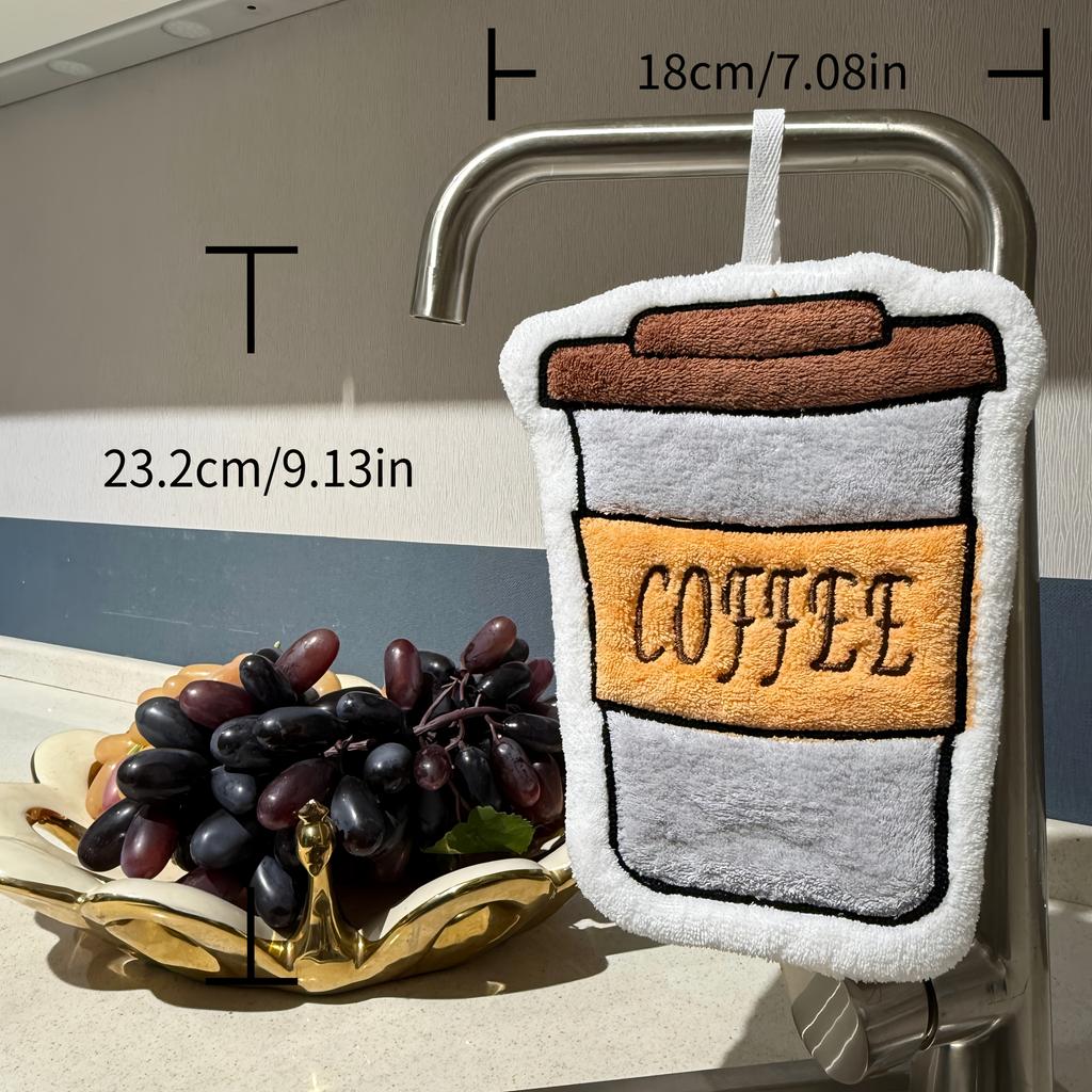 4 soft quick drying hand towels -super absorbent, modern pattern, perfect bathroom and kitchen supplies, cute coffee pattern, your best choice