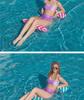 Portable Foldable PVC Striped Water Lounge Chair with Hanging Net - Single Inflatable Floating Bed