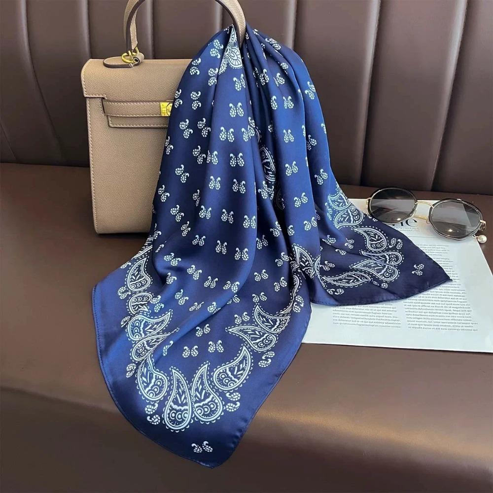 Fashion Luxury Brand 70cm Silk Feel Square Scarf Women Neck Tie Female Hair Bandana Headkerchief Shawl Wrap Hijab Echarpe