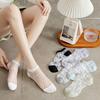 1 Pair Invisible Socks All Match Elastic Breathable Short Weaving Sole Cool Polyester Transparent Design Women Socks Shoes Accessories