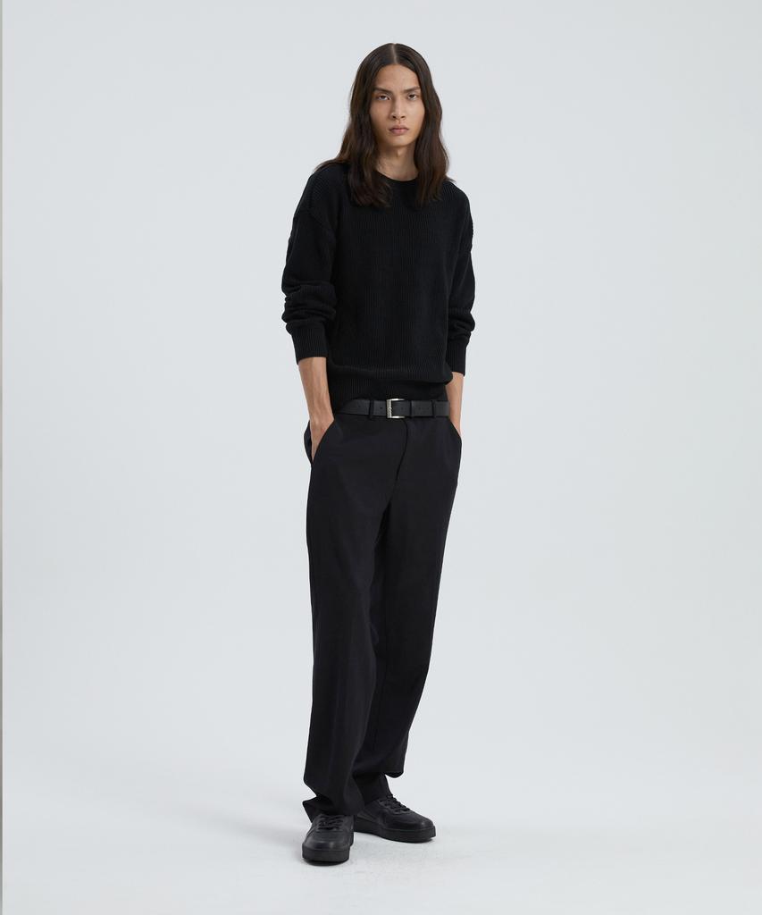 KNITTED Soft Cotton Drop Shoulder Waffle Knit Black