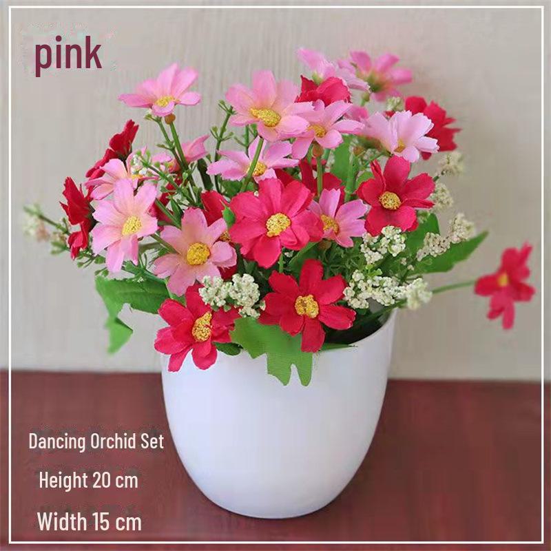 Decorative Small Artificial Potted Flowers Set for Home and Living Room Decor