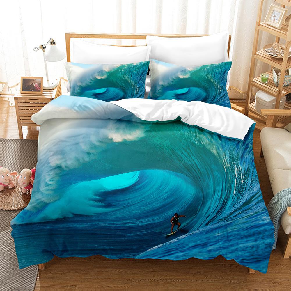 

Sunset Beach Sea View Coconut Tree 3D Digital Printing Bedding Quilt Set Three-Piece Set 90 * 200