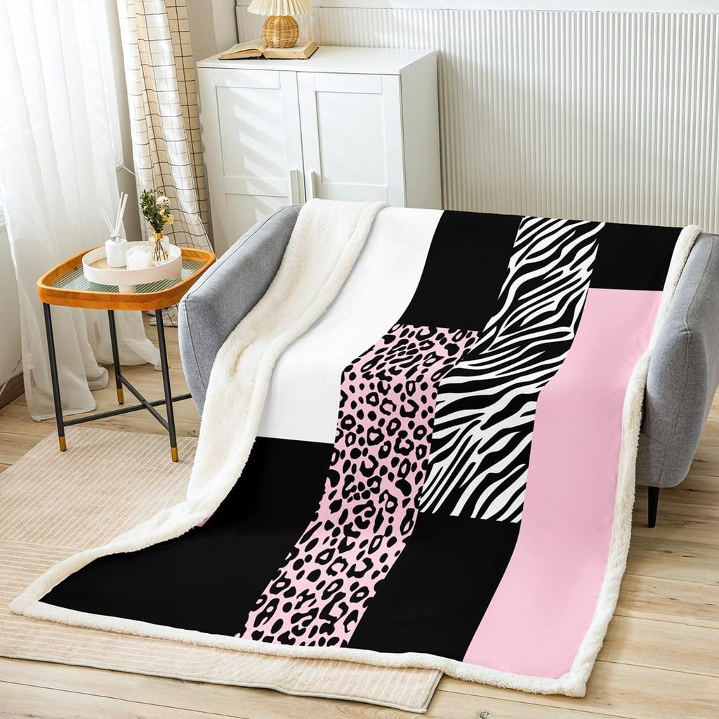 Red leopard zebra print blanket bold animal pattern soft throw modern home decor stylish bedroom bedding fashion design textile