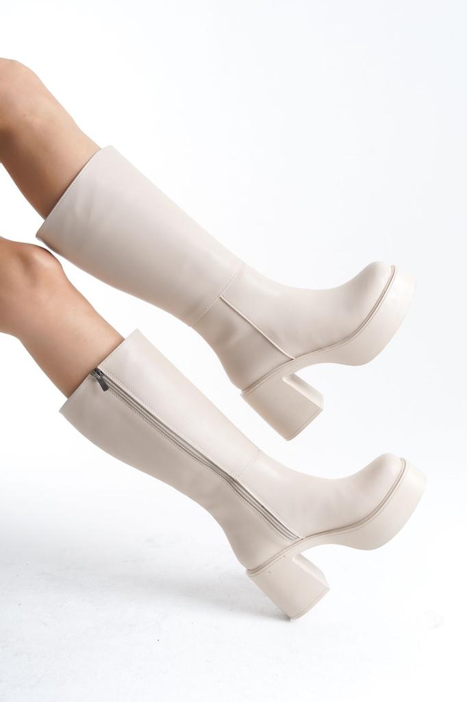 Women Modern Stylish Fashion Boots Boots Faux Leather Jessie Platform Heeled Black Boots Cm