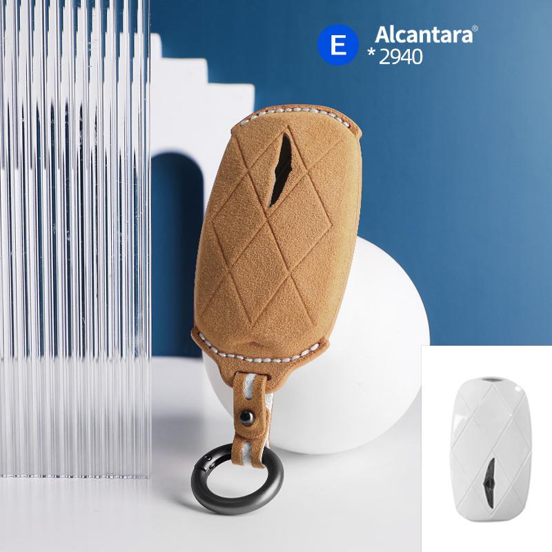 Car Key Case Cover Holder Key Buckle Alcantara Suede For For Genesis Gv60 Gv90 G90 Keychain Accessories