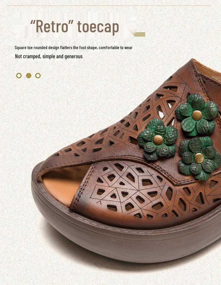 Shanghai Jiezhou 2024 Ethnische Keilabsatz Peep-Toe Atmungsaktive Damen-Slipper