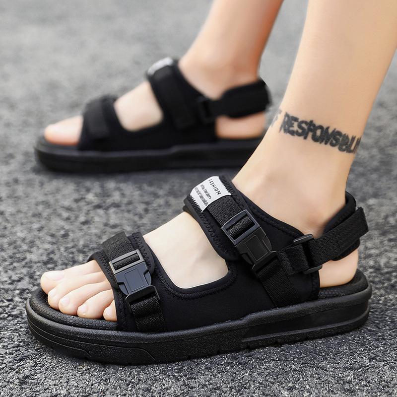 

Мужские сандалии 2025 года, новые летние повседневные пляжные сандалии, нескользящие и дезодорирующие, повседневные двойные спортивные тапочки большого размера 41 чёрный