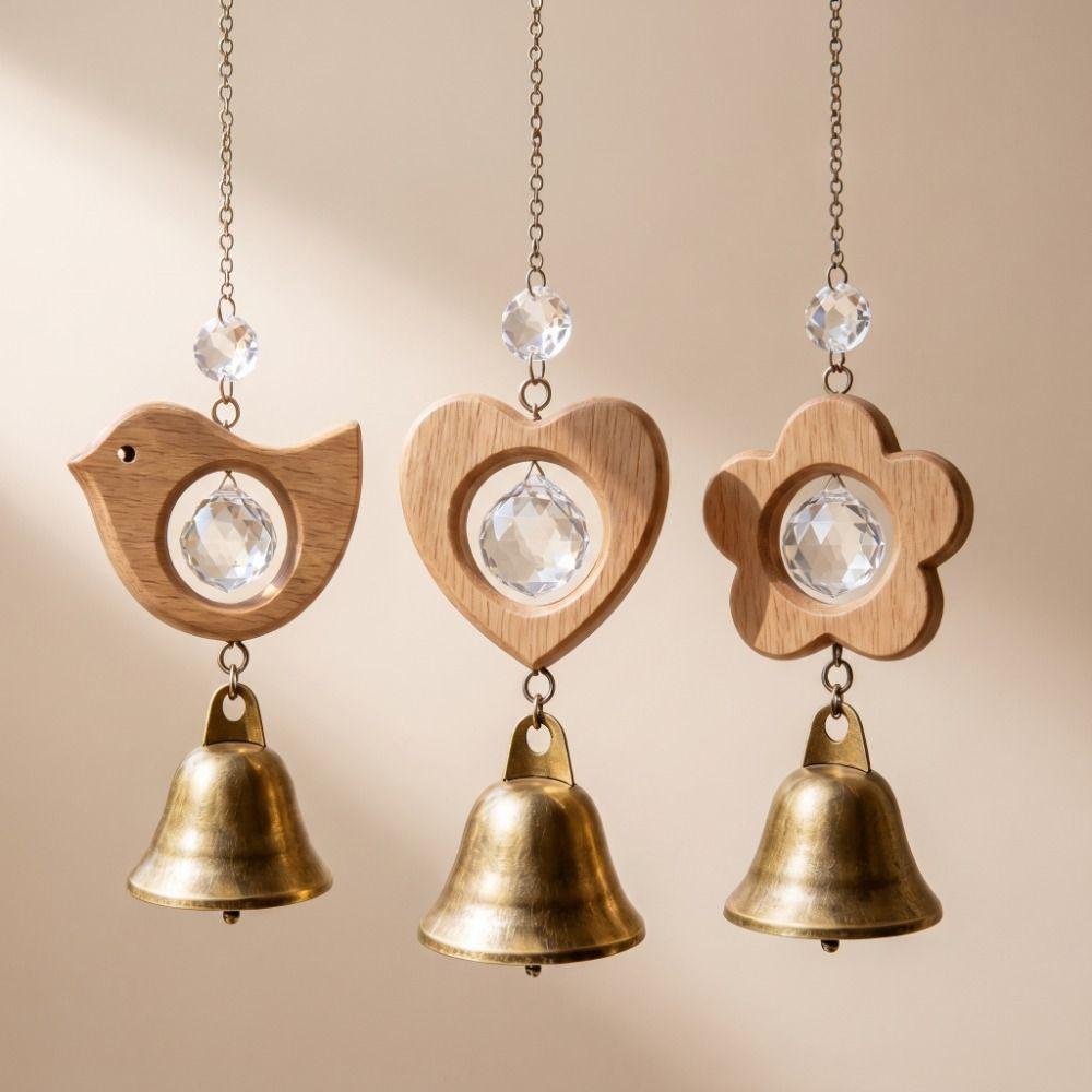 Crystal Prism Bird Wind Chimes Wooden Sun Catcher Vintage Crystal Pendant  Home
