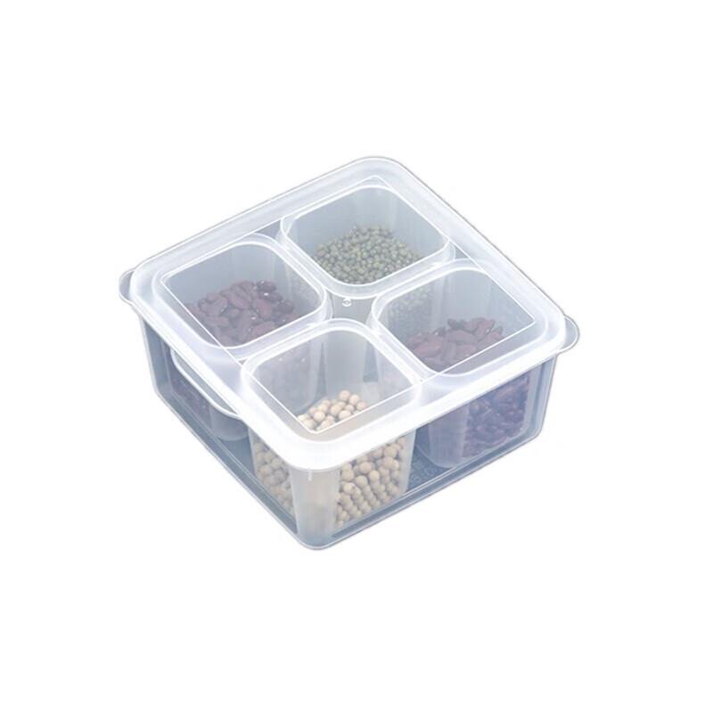 Rectangular 4-Compartment Plastic Food Storage Container