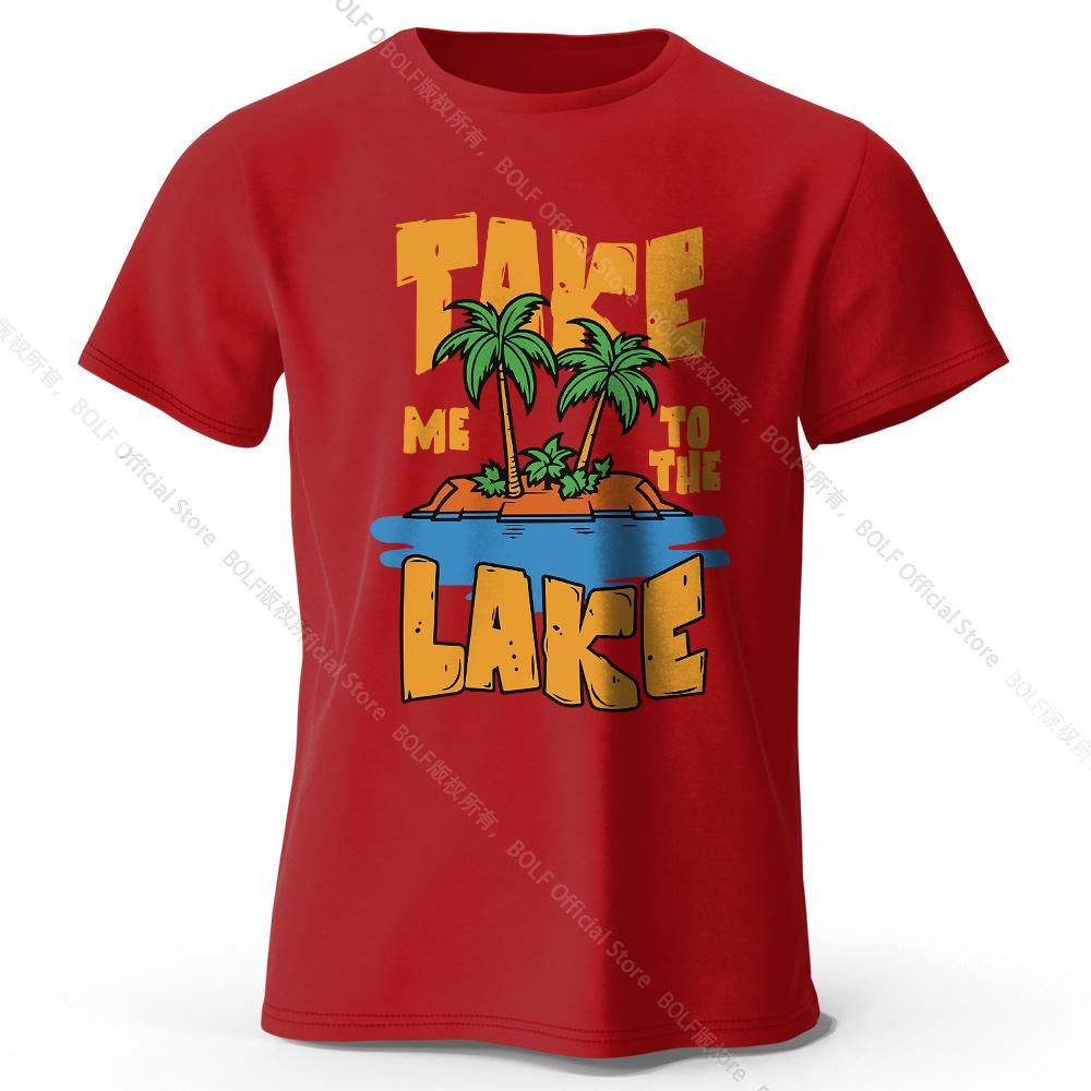 

Футболка с принтом Take Me To The Lake, 100% хлопок, свободные футболки с принтом природы для мужчин и женщин, летние топы, уличная одежда на берегу озера XXXL вино красного