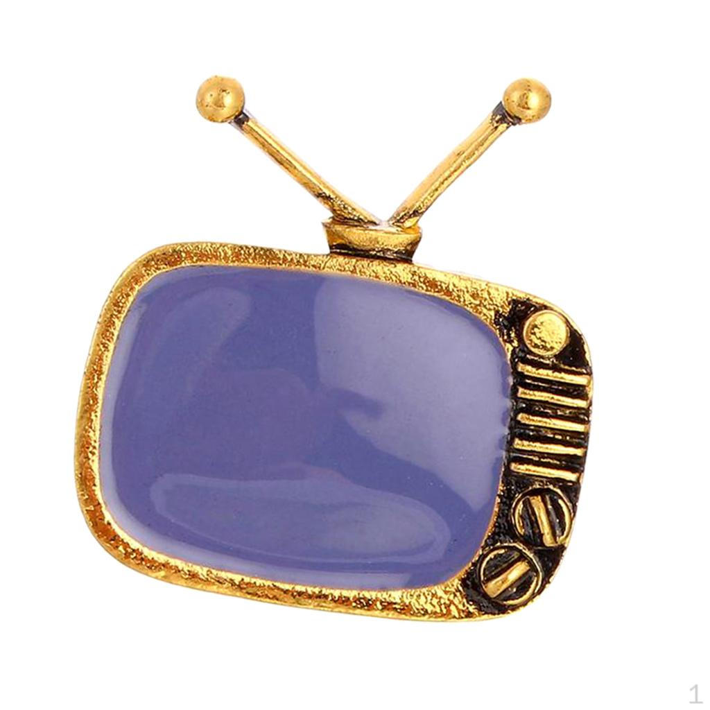 TV Television Shape Brooch Enamel Scarf Clip Corsage