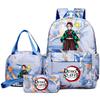 3 Stück/Set Anime Demon Slayer Aufdruck Rucksack Handtasche Federmäppchen für Teenager Schüler Mädchen Junge Schultasche Damen Große Kapazität Wasserdicht Reise Tasche