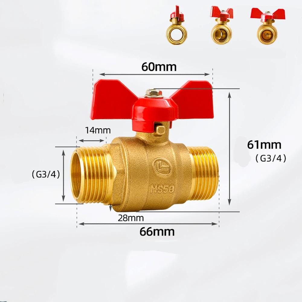 1/4" 3/8" 1/2" 3/4" BSPP Male To Female Brass Shut Off Ball Valve Fuel Gas with Red Blue Butterfly Handle Water Heater Switch