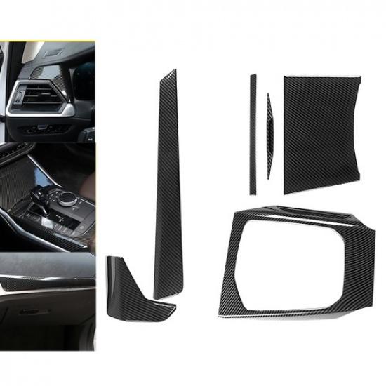 5X Carbon Fiber Dashboard&Center Console Trim Cover Fit BMW G42 G20 G21 G22 G26