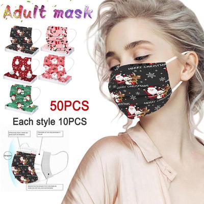 Christmas Mask Adults Disposable Face Mask 3-layer Non-woven Fabric Party Masks Breathable Mask