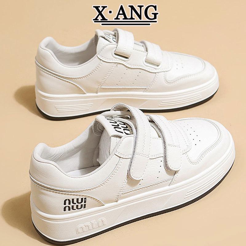 Leather Flat-soled Student Little White Shoes Children's Spring New Velcro Women's Shoes Casual Sports Shoes Board Shoes