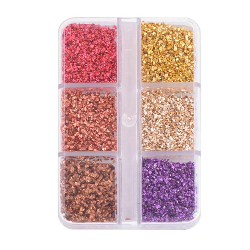 6-Grid Soft Pottery Rhinestone Boxed DIY Cobblestone Suit Nail Nail Jewelry Mixed