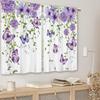 Purple Floral Butterfly Kitchen Curtains Rustic Flower Small Short Cafe Window Curtains Farmhouse  Botanical Window Drape