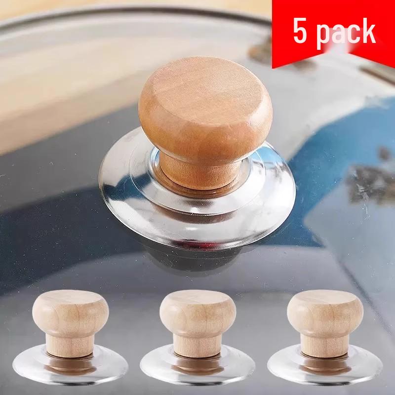 Universal High-Temperature Resistant Solid Wood Pot Lid Handle Knob - Anti-Scald Top Accessory