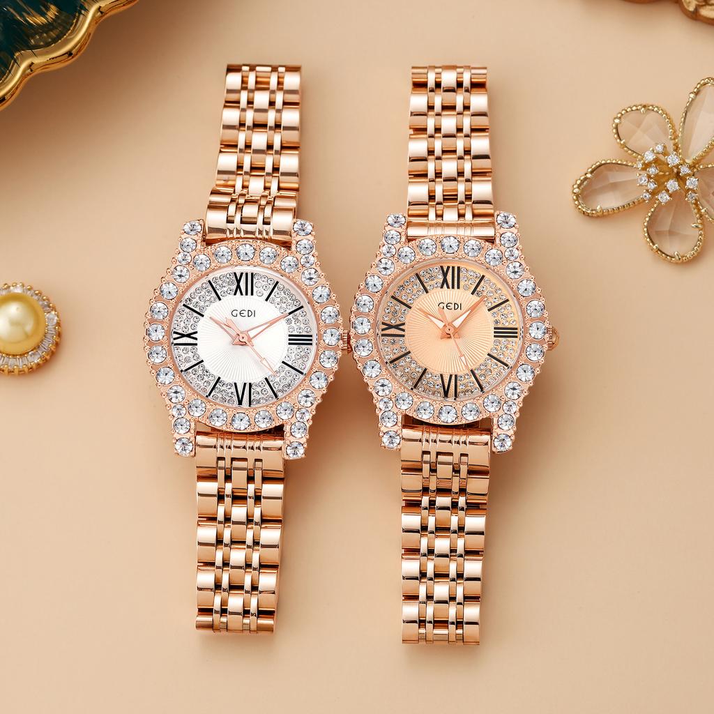 Female Full Diamond Steel Belt Quartz Watch Light Luxury Retro Gypsy Female Watch Waterproof And High-End Watch