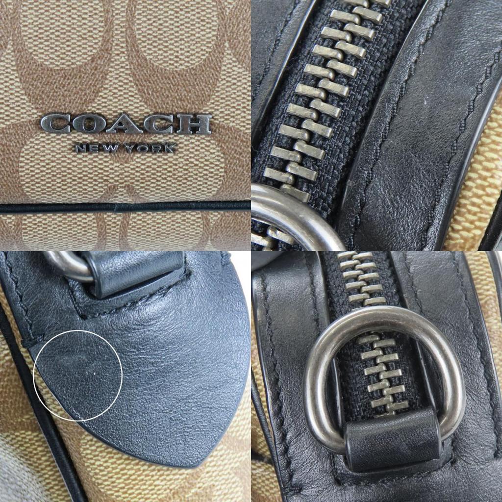 Used COACH Shoulder Bag F50715 Signature PVC/leather beige black Diagonally hung