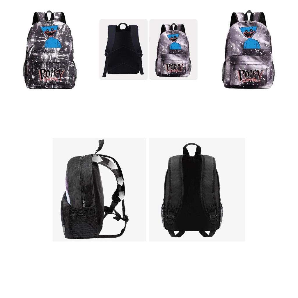 Poppy Playtime Huggy Wuggy Tecknad Mönster Skolryggsäck Unisex Resväska Med Justerbara Vadderade Remmar