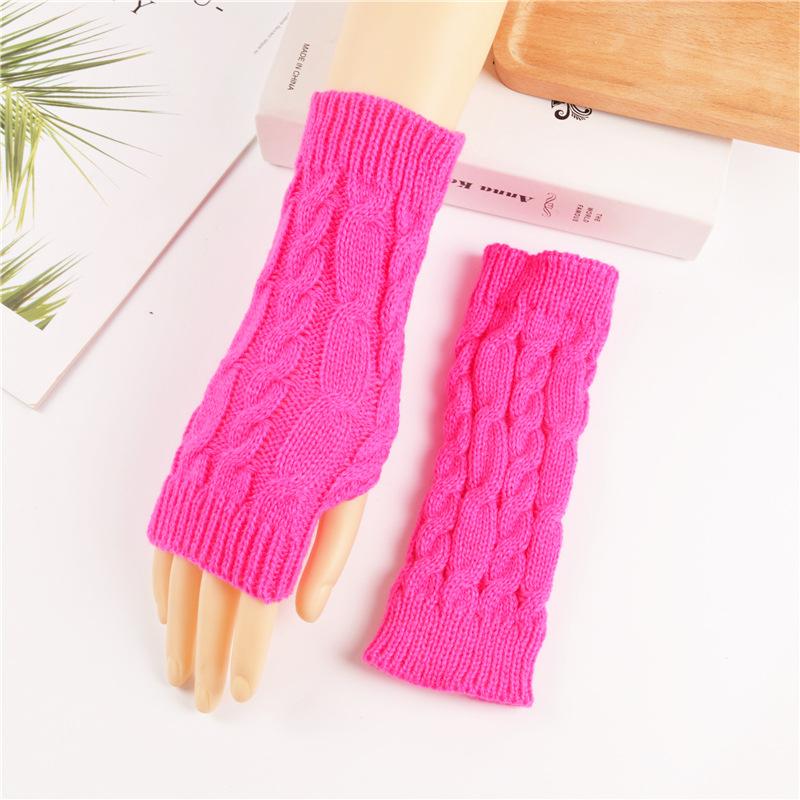 

Женские зимние теплые вязаные перчатки в корейском стиле, модные перчатки без пальцев для пар для велоспорта сливовый