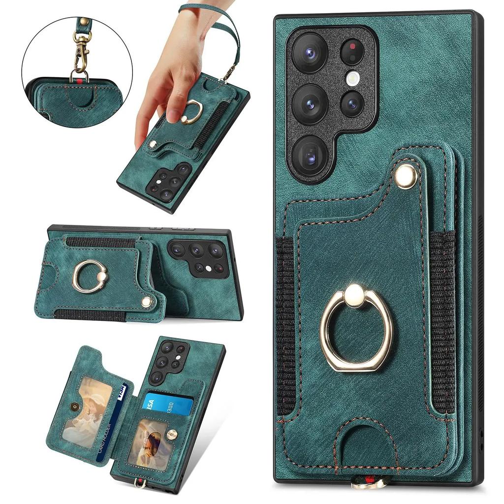 Ring Holder Phone Case for Samsung Galaxy S23 S21 FE S25 S24 S22 Ultra Plus A16 A06 A36 A15 A54 A53 A34  Wallet Card Slot Cover