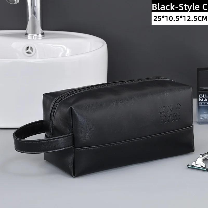 PU Leather Man Woman Handbag Large Capacity Material Portable Handbag Makeup Pouch Travel Wash Bag Vintage