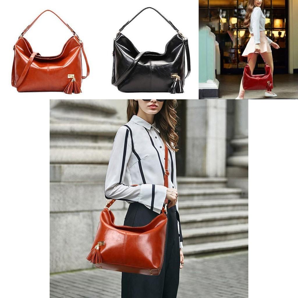 Stylish Women Pu Bucket Bag With Chic Tassels For Daily Fashionable Use