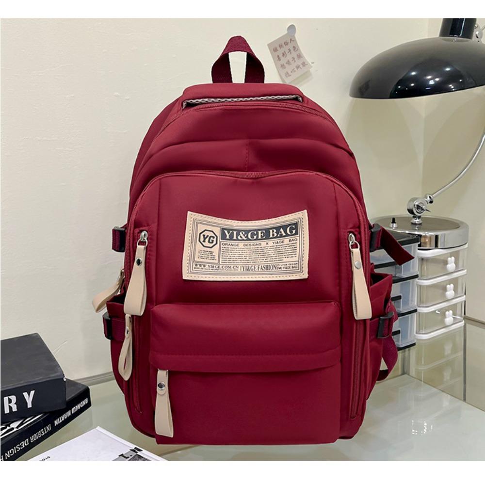 New schoolbag waterproof middle school student large-capacity solid color backpack female high school student Oxford cloth backpack casual versatile