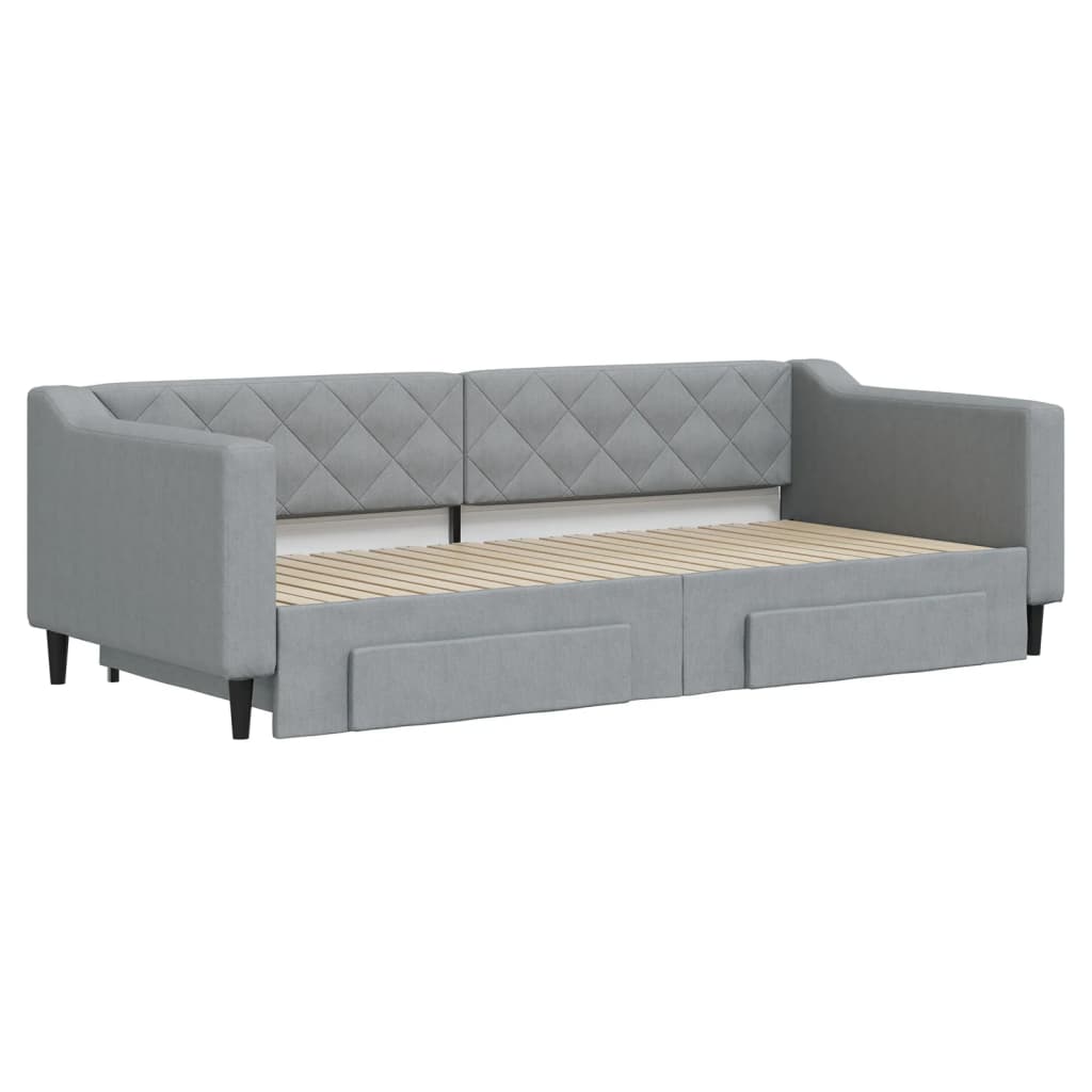 Vidaxl Sofa Rozsuwana Z Szufladami, Jasnoszara, 90X200 Cm, Tkanina