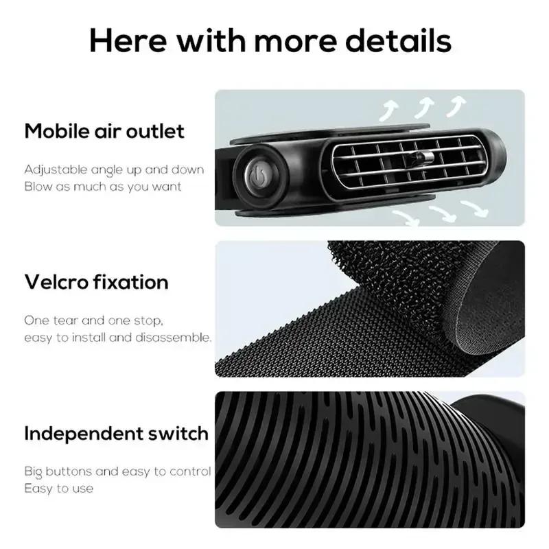 Car Seat Fan Front Rear Seat Headrest Cooling Air Fan Refrigeration 3 Speed With Independent Switch Car Interior Decor Fan New