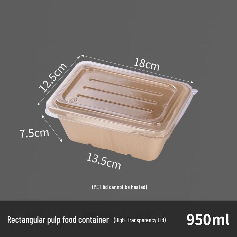950ml Disposable Pulp Meal Prep Containers with Lids