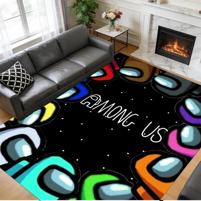 Anti‑Slip Crystal Velvet Floor Rug, Among Us Design Carpet for Indoor Living Bedroom Home Decoration
