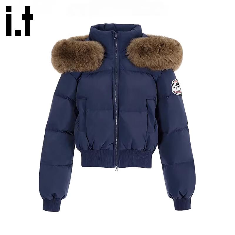 CHOCOOLATE Women s Hooded Fur Collar Puffer Jacket M