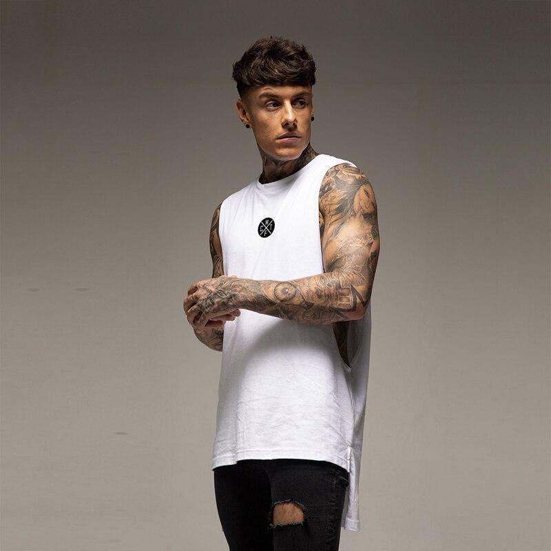 

Muscleguys, летняя уличная майка в стиле ретро в стиле хип-хоп, трендовая хлопковая дышащая свободная жилетка, мужская футболка, одежда для фитнеса XXL белый