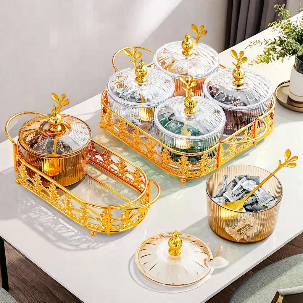 Multi-Functional Snack and Candy Plate with Spoon, Perfect for Living Room Coffee Tables - Ideal for Fruit, Dried Fruit, and Tea Snacks.