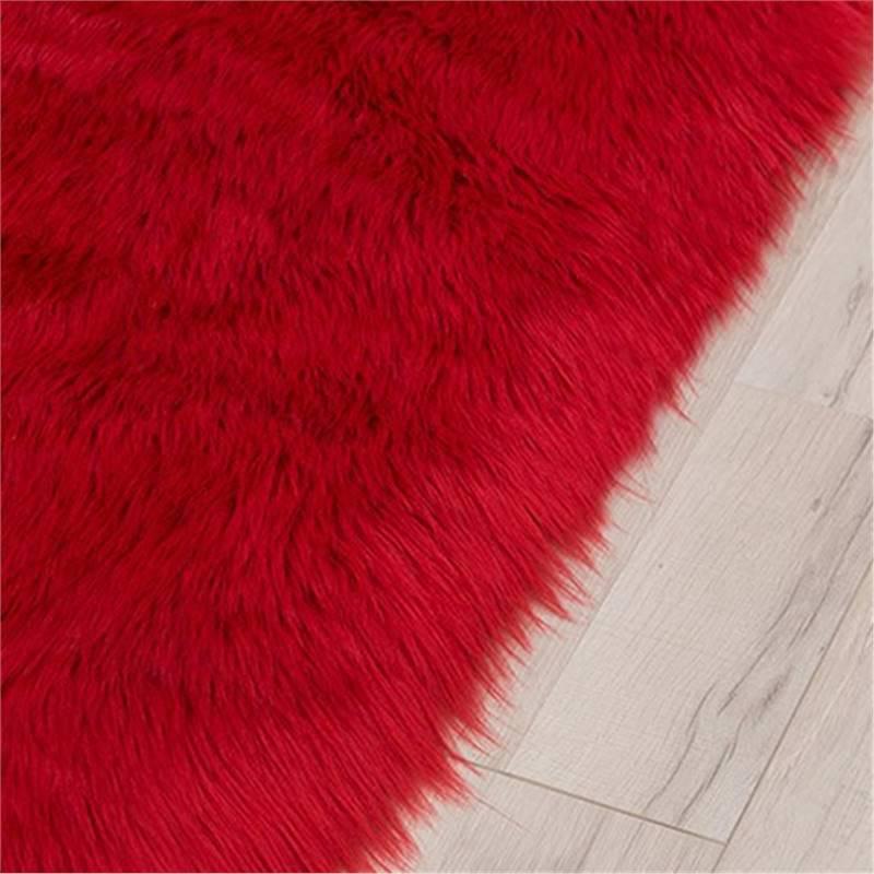 Nordic Style Long Pile Faux Wool Rug for Living Room or Bedroom
