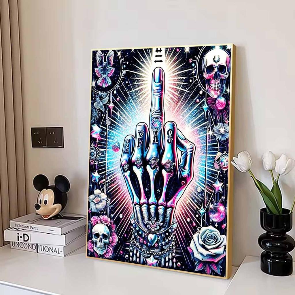 Full Round Diamond Painting Middle Finger Art Rhinestone Picture Mosaic DIY 5D Cross Stitch Embroidery Home Decoration